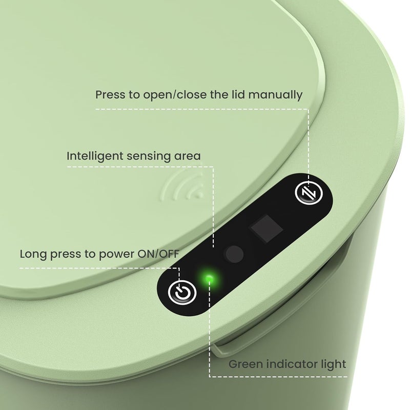 Cesun Motion Sensor Trash Can, 5 Gallon Automatic Bathroom Garbage Can with Lid, Touchless Smart Plastic Slim Wastebasket for Bathroom, Office, rv, Bedroom, Living Room, Green - Image 5